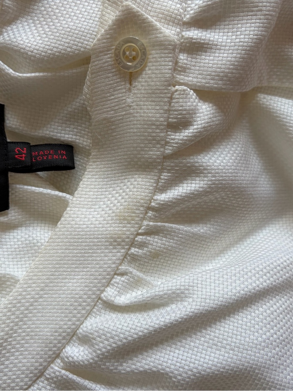 Escada White Statement Ruffle Sleeve Keyhole Top - Picture 4 of 5